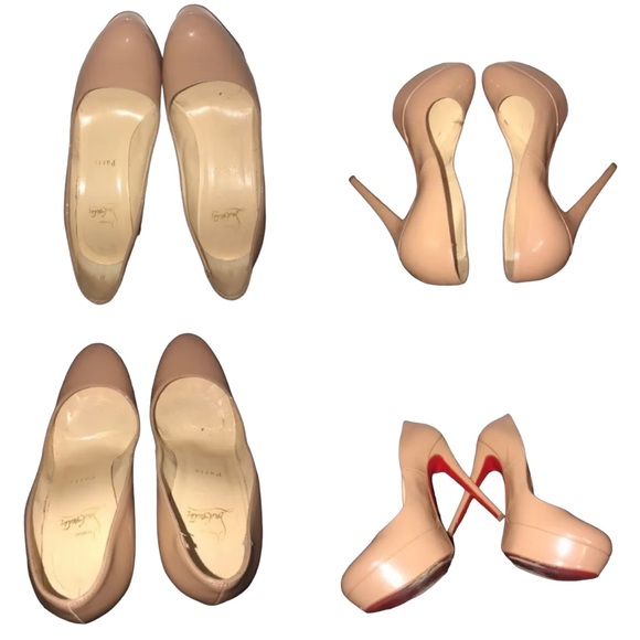 AUTHENTIC CHRISTIAN LOUBOUTIN BIANCA NUDE PATENT PUMPS Size 38.5 - Picture 3 of 7